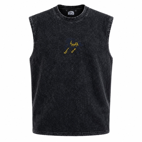 Áo Tanktop Wash Nam thêu ngựa Vintage - EX3