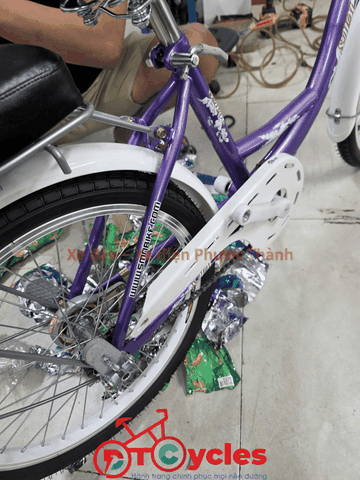 Xe đạp trẻ em nữ PTCYCLES Windows 500 Sườn đơn thiên nga màu Tím