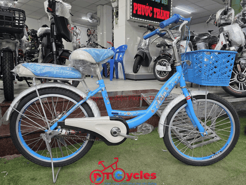 Xe đạp trẻ em nữ PTCYCLES Windows 500 Sườn đơn thiên nga màu Xanh Biển
