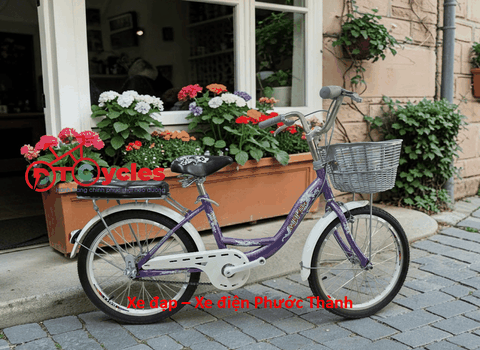 Xe đạp trẻ em nữ PTCYCLES Windows 500 Sườn đơn thiên nga màu Tím