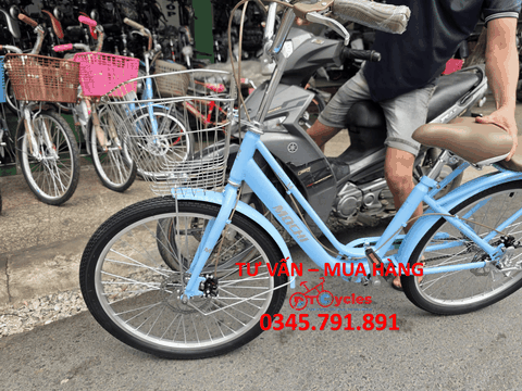 Xe đạp nữ Mochi M99 Sườn đôi 24 màu Xanh Biển