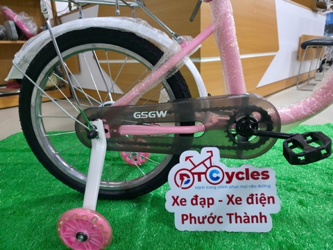 Xe đạp trẻ em nữ GSGW Sườn đơn thiêng nga 18 màu Hồng