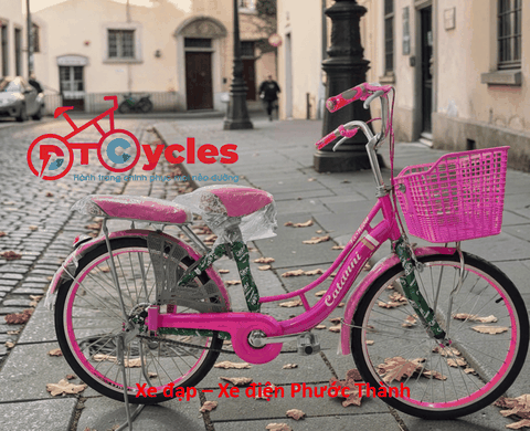 Xe đạp nữ PTCYCLES Windows 580 Sườn đôi thiên nga màu Hồng