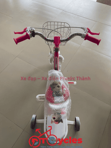Xe đạp trẻ em nữ PTCYCLES171 12 màu Hồng đậm