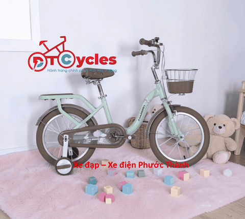 Xe đạp trẻ em nữ FUJISAN Sườn thiên nga 20 màu Xanh Mạ