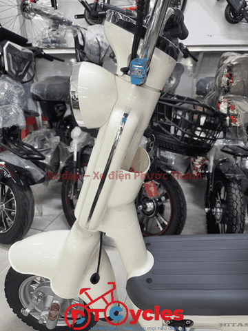 Xe điện Hitasa Q8 Bánh lùn màu Kem