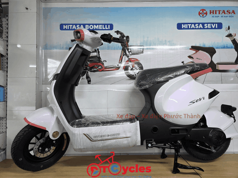 Xe điện Hitasa SEVI màu Trắng ánh Hồng