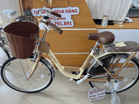 Xe đạp nữ Thống Nhất New 24 2026 màu Vàng kem