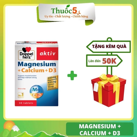 Magnesium + Calcium + D3 Hỗ Trợ Phát Triển Một Hệ Cơ, Xương Khỏe Mạnh Hộp 30 Viên