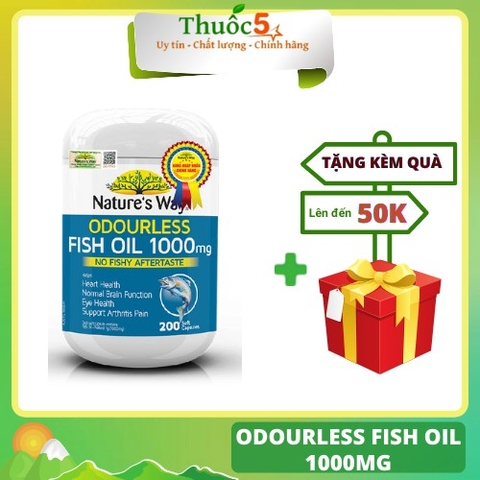 NATURE'S WAY Odourless Fish Oil Viên Uống Dầu Cá 1000mg Hộp 200 Viên