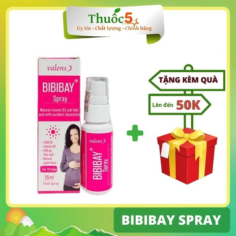 Xịt Bổ Sung Vitamin Bibibay Spray Hỗ Trợ Cung Cấp Acid Folic, Vitamin D3 Giúp Phát Triển Xương Cho Bé Lọ 25ml