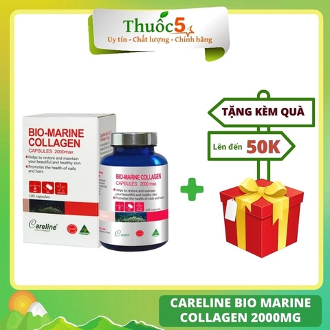 Viên Uống Đẹp Da Bio Marine Collagen 2000mg CARELINE Hõ Trợ Cải Thiện Dấu Hiệu Tuổi Tác, Da Sáng Mịn Hộp 100 Viên