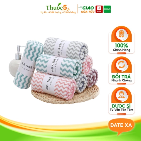 Khăn Mặt Lông Cừu Xuất Hàn Vân Kẻ Sọc Hàng Chính Hãng