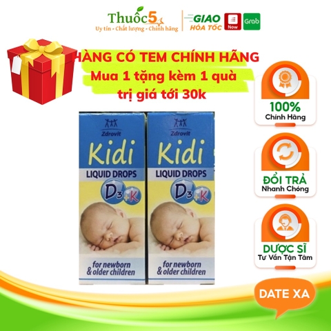 Kidi Liquid Drop D3k2 Vitamin D3K2 Cho Bé Từ Sơ Sinh Nhập Khẩu Chính Hãng Ba Lan