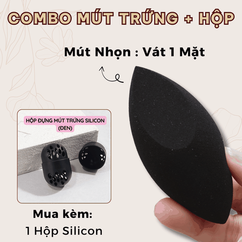 ĐEN NHỌN (VÁT 1 MẶT) + SILICON ĐEN : Combo Mút Trứng + Hộp