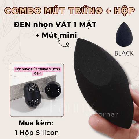 Bộ 3 SP: ĐEN NHỌN (VÁT 1 MẶT) + 1 Mini + SILICON ĐEN : Combo Mút Trứng + Hộp