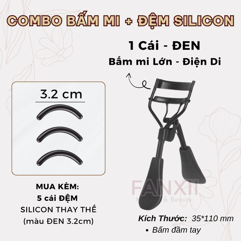 Combo: BẤM MI ĐEN (Lớn) + 5 Silicon (Đen LỚN 3.2cm)