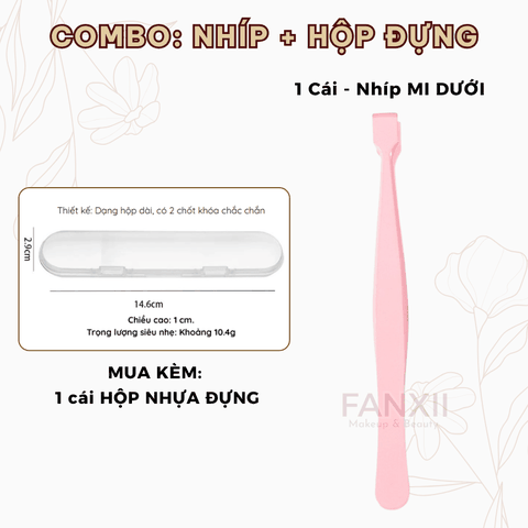Combo: Nhíp HỒNG Mi Dưới + 1 Hộp Đựng