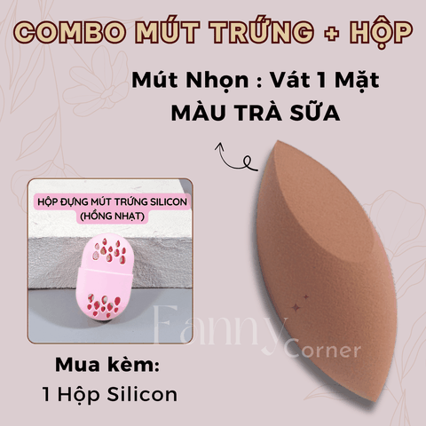 NUDE NHỌN (VÁT 1 MẶT) + SILICON HỒNG : Combo Mút Trứng + Hộp