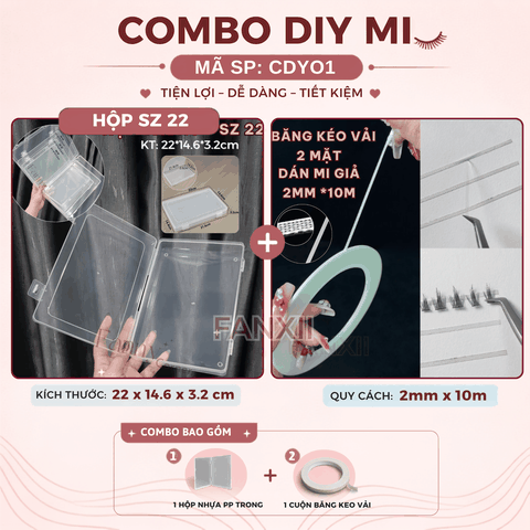 CDY01 sz 22: Hộp trong + 1 Cuộn BK Vải (2mm*10m) - Combo DIY Mi