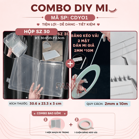 CDY01 sz 30: Hộp trong + 1 Cuộn BK Vải (2mm*10m) - Combo DIY Mi
