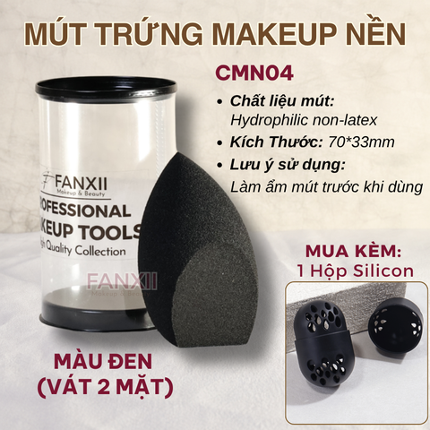 Combo: ĐEN Nhọn 2 Mặt + Silicon ĐEN [Combo Mút trứng + Hộp]
