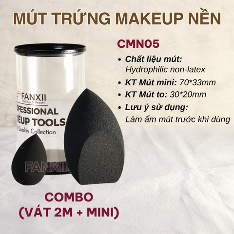 Combo 2SP: ĐEN Nhọn 2 Mặt + Mini ĐEN [Bộ Mút Trứng]