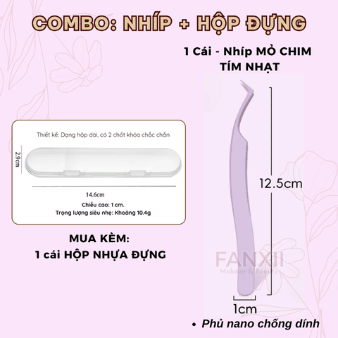 Combo: Nhíp TÍM MỎ VỊT Nano + 1 Hộp Đựng