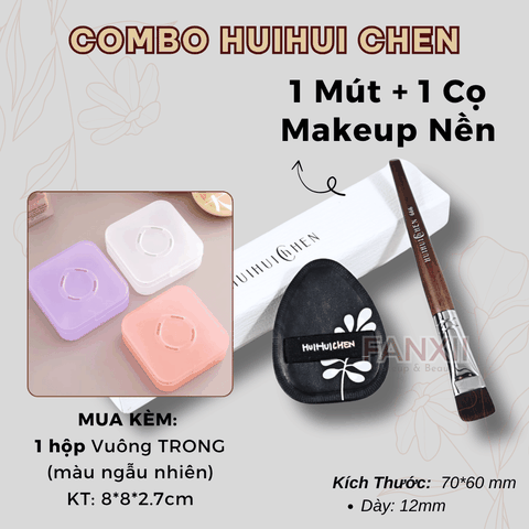 Combo : 1 Mút HuiHui Chen + 1 Cọ 666 + 1 Hộp Trong (màu NN)