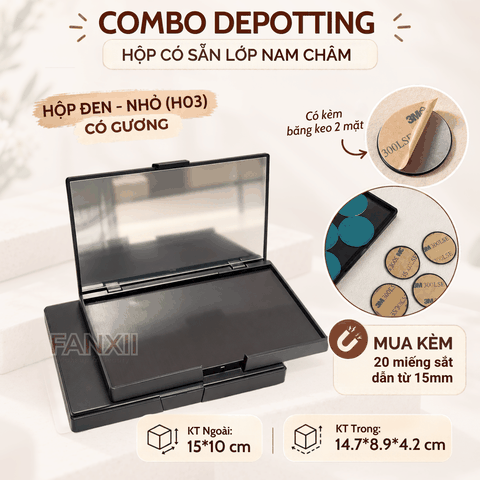 CDY07: H03 GƯƠNG - Combo: Hộp Depotting + 20 Miếng dẫn từ 15mm + Bk