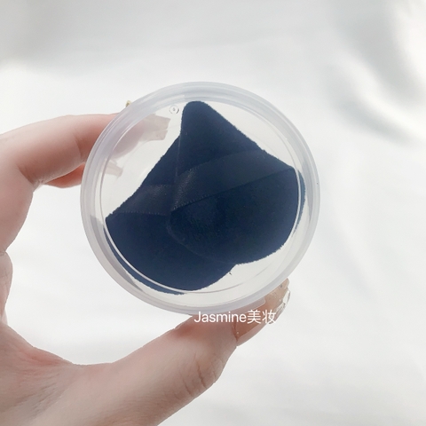 Combo: 3 mút (TG Nhọn) MÚT PHẤN MINI - ĐEN + HỘP TRÒN TRONG (5.5cm)