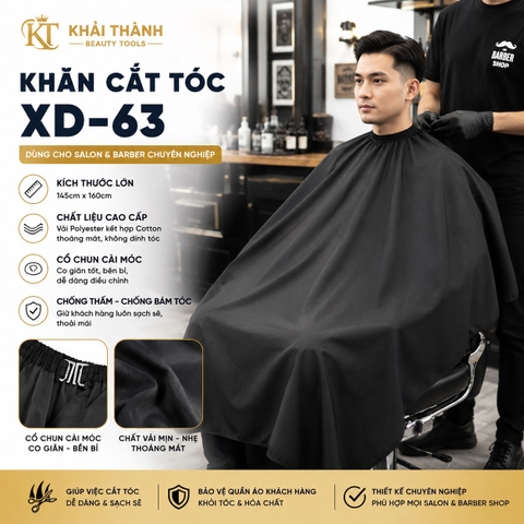Khăn Cắt Tóc Trơn Đen XD-63