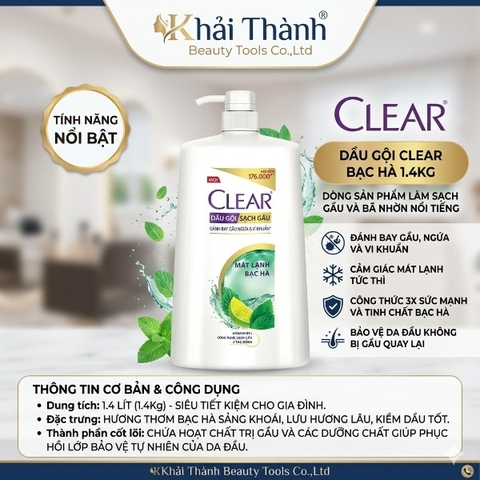 Dầu Gội Clear Bạc Hà 1.4Kg