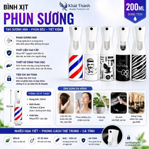 Bình Xịt Sương Mịn Barber 200ml XD-20