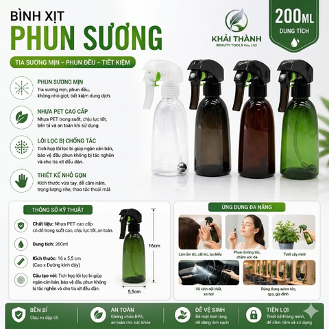 Bình Xịt Sương Lọc Bi 200ml XD-21