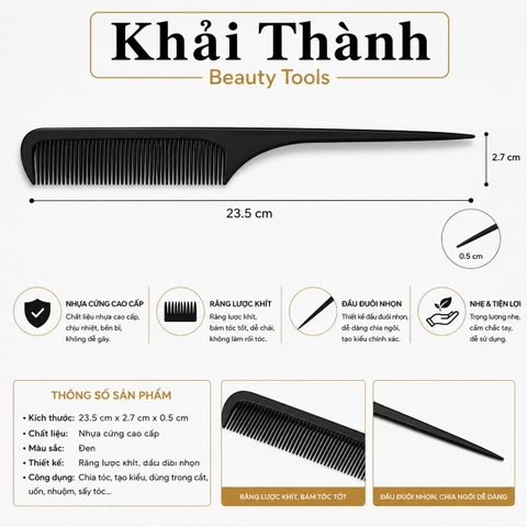Lược Đuôi Nhọn Carbon 0712 (XD-83)