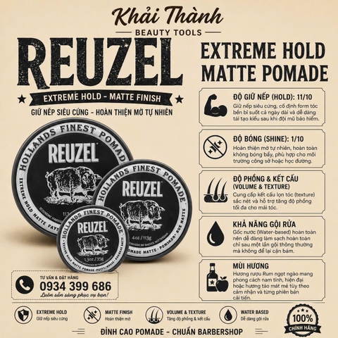 Sáp Reuzel Extreme Hold Matte Pomade