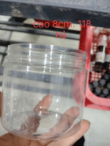 HỦ NHỰA TRẮNG TRÒN CAO 8CM