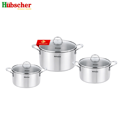 Bộ Nồi 3 Món Đáy Liền Inox 304 Hubscher PHC-666