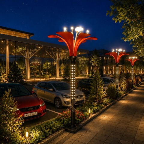 Cột Đèn Trang Trí Hoa Giâm Bụt