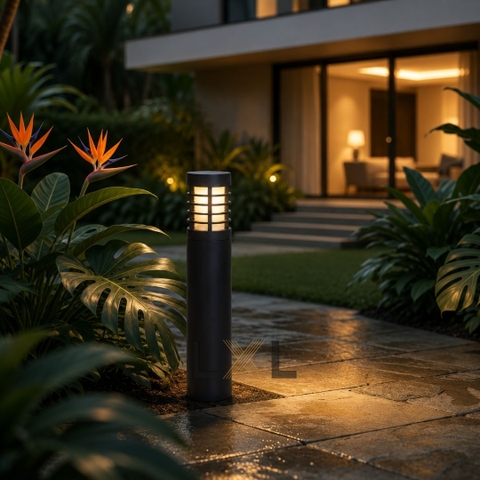 Đèn Bollard Trụ Tròn Lưới Sọc Đen Anthracite LL03