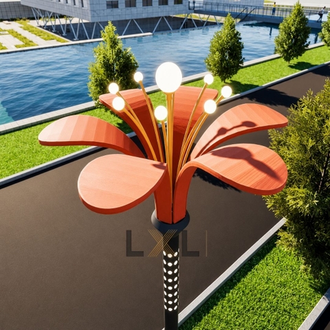 Cột Đèn Trang Trí Hoa Giâm Bụt