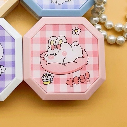 Khay gương Caro hộp vuông cute kèm dụng cụ đeo lens