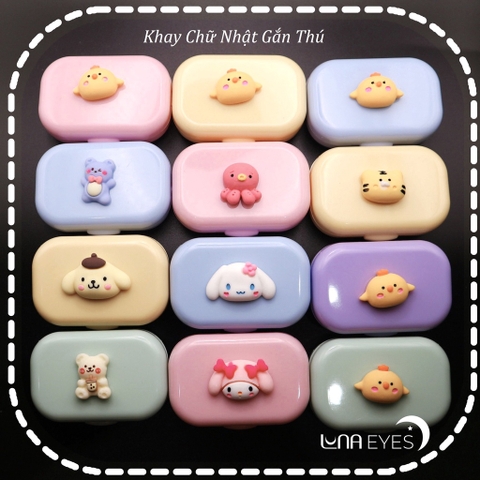 Khay gương mini chữ nhật gắn thú