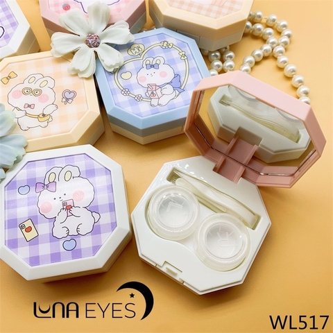 Khay gương Caro hộp vuông cute kèm dụng cụ đeo lens