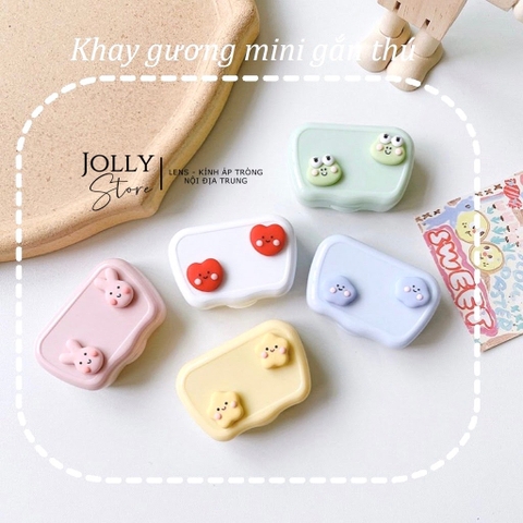 Khay Gương Mini Gắn Thú Nhiều Màu kèm dụng cụ đeo lens