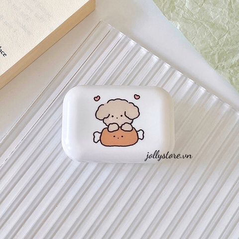 Khay cún nâu cute LUNA EYES kèm dụng cụ đeo