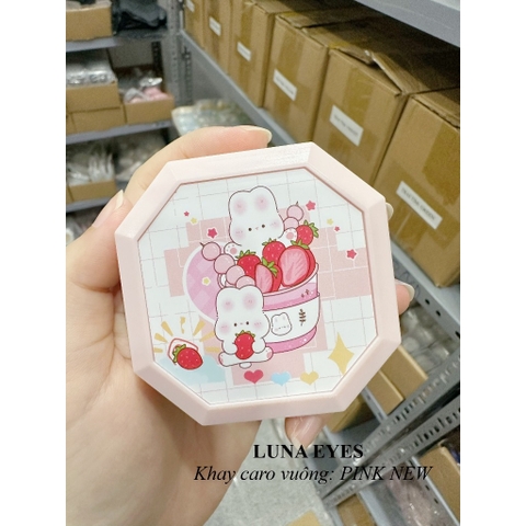 Khay gương Caro hộp vuông cute kèm dụng cụ đeo lens