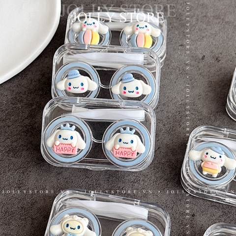 Khay - Hộp giấy đựng lens BABIEE hồng xinh xắn thỏ tai dài cinnamoroll JOLLY kèm dụng cụ đeo