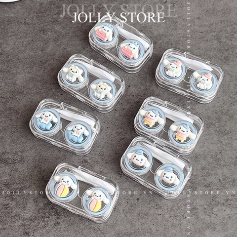 Khay - Hộp giấy đựng lens BABIEE hồng xinh xắn thỏ tai dài cinnamoroll JOLLY kèm dụng cụ đeo